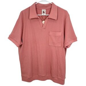 Dandy Del Mar Cannes Pink Waffle Knit Short Sleeve Polo Shirt Size XL NWT Casual